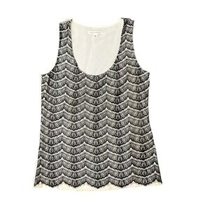 Banana Republic Black Lace Front Cami‎ Silk Shell Tank Top Sz Small Dainty Layer